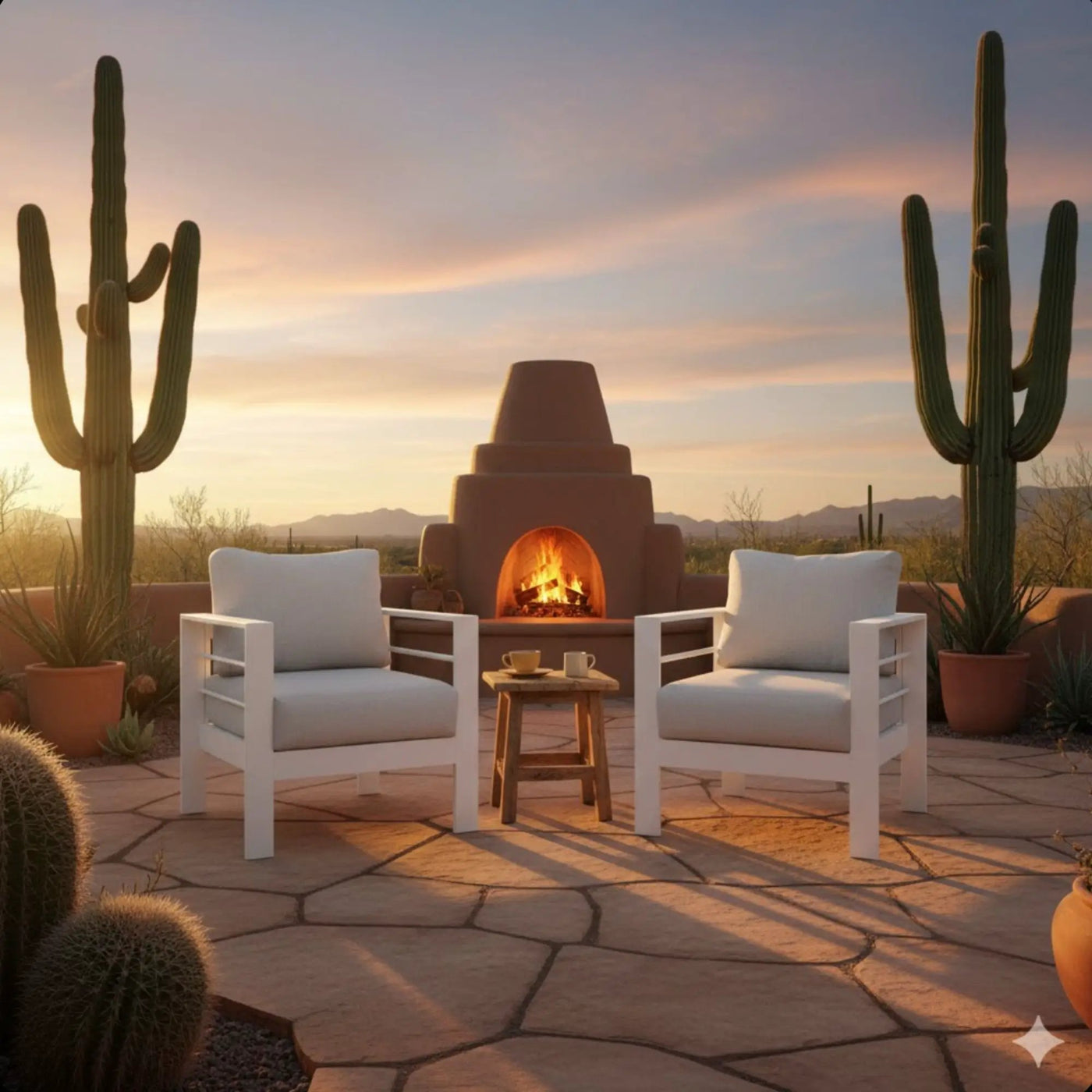 Modern All-Weather Patio Armchairs & Thick Cushions (Set of 2) by HouseOfZazla