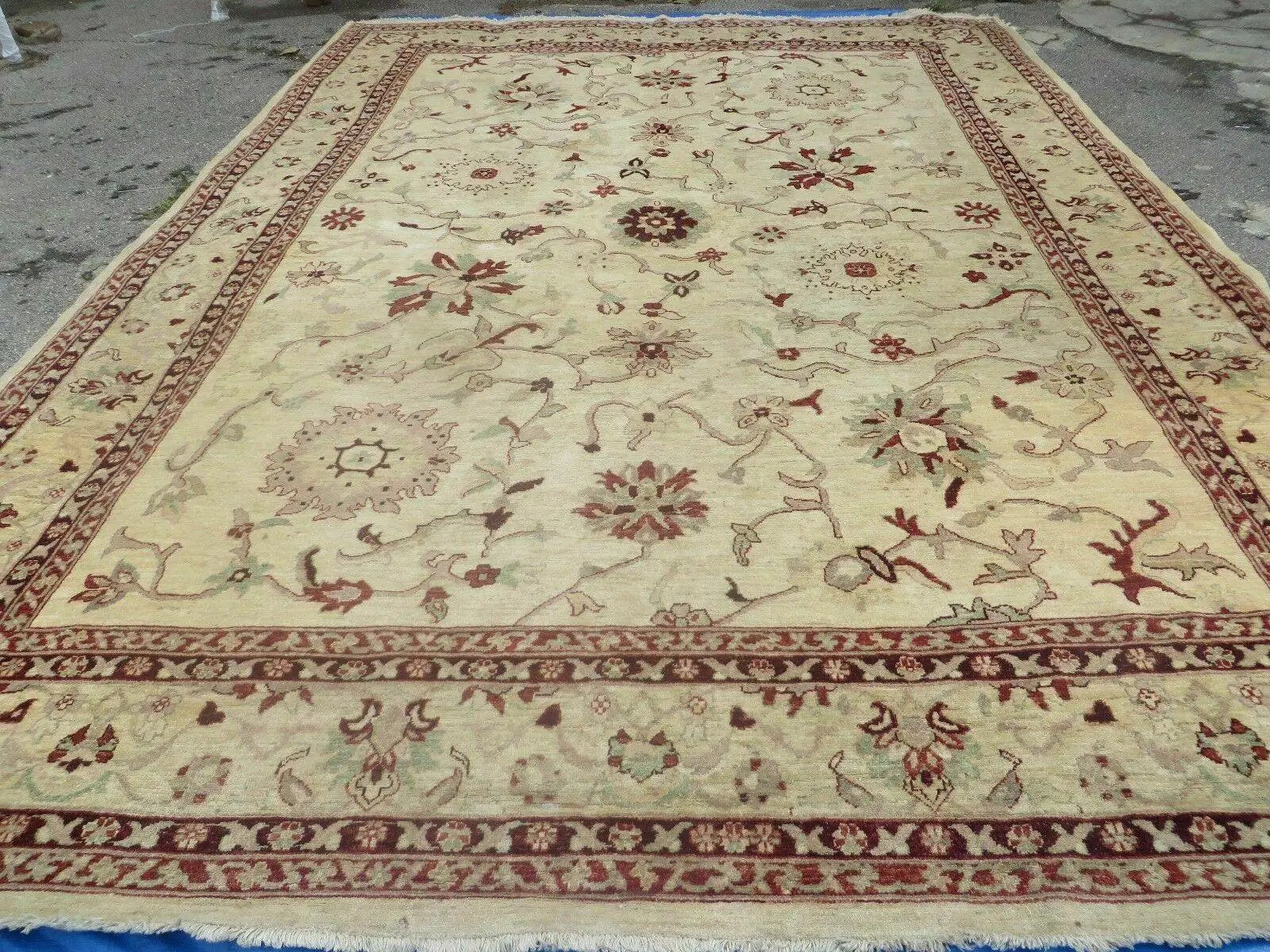 10' X 14' Vintage Hand Knotted Made Indian Agra Wool Rug Vegetable Dyes by Jewel Rugs