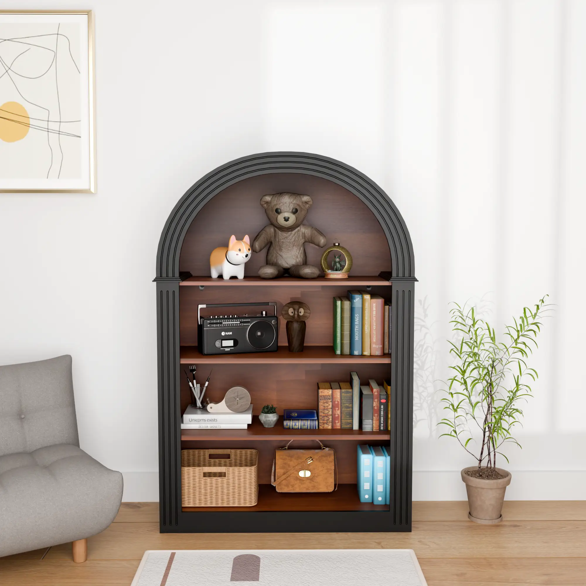 4-Shelf Tall Arched Bookcase by HouseOfZazla