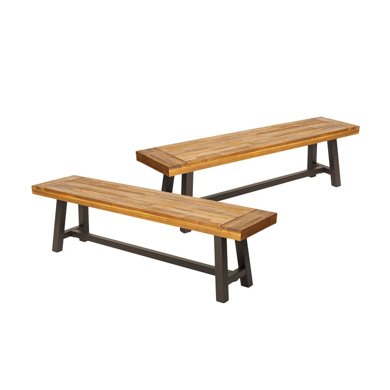 Tranquilizer Outdoor Acacia Wood Bench With Slat Panel Design by HouseOfZazla