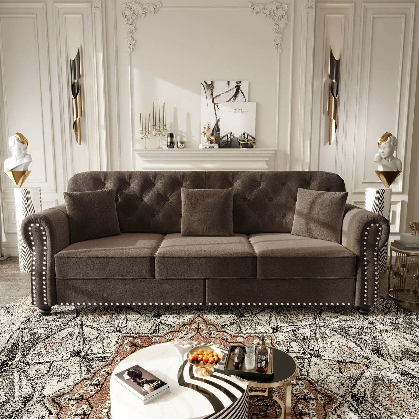 Upholstered 3 Seater Sofa Set With Ottoman by HouseOfZazla