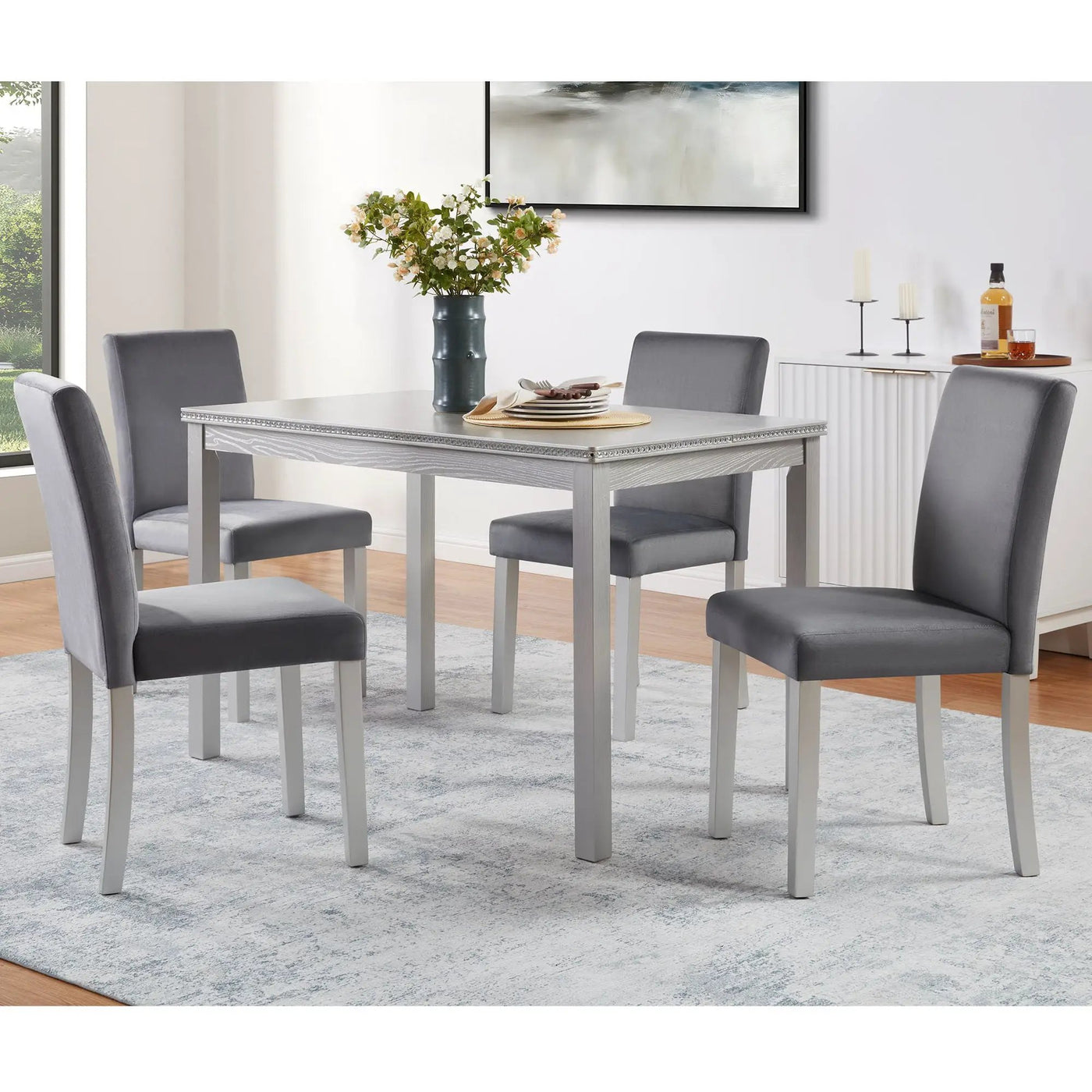Dining Table Set, Table With A Rectangular Table And Upholstered Chairs by Unique Piece Furniture