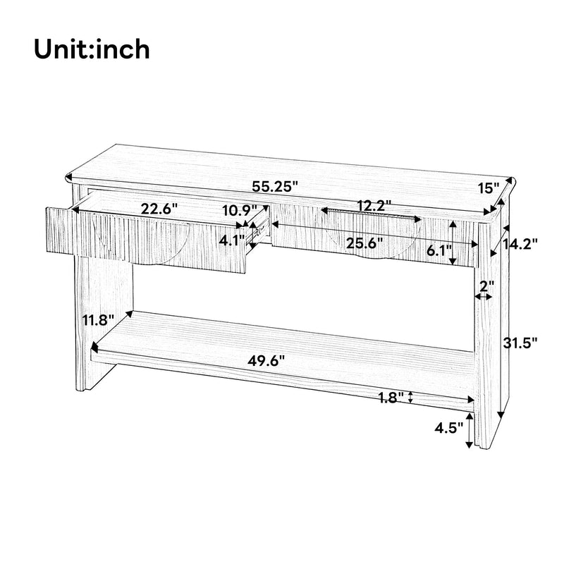 Fluted Console Table With Semi Circular Drawers - Natural by HouseOfZazla