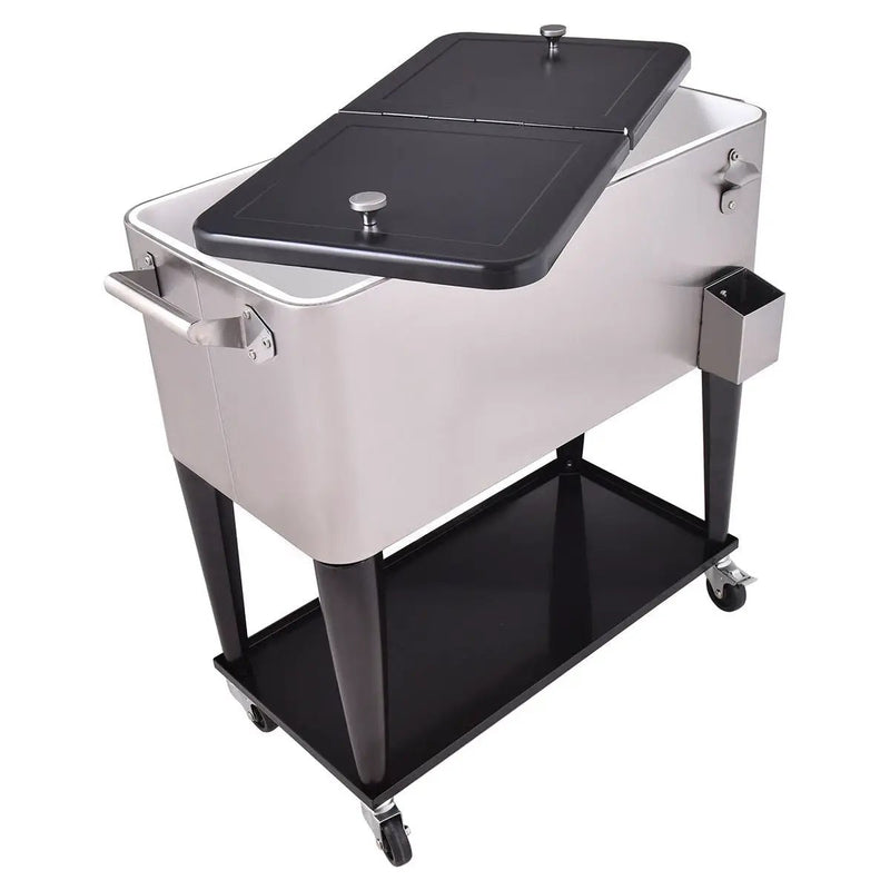 80 Quart Patio Rolling Stainless Steel Ice Beverage Cooler by DirectDeals