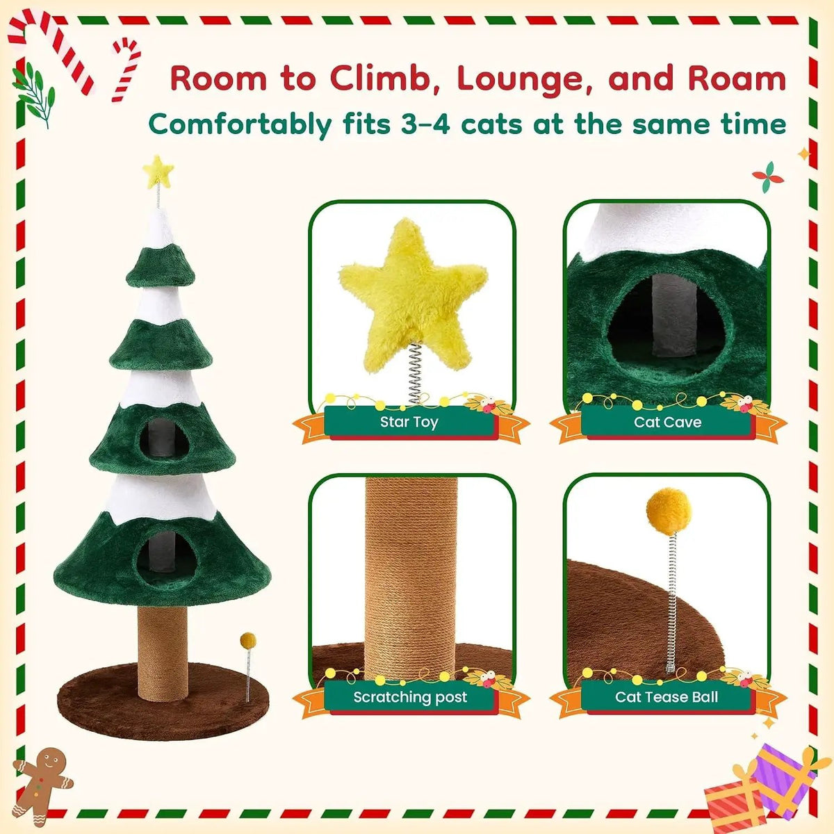 62" Cat Tree with Heavy Duty Base by HouseOfZazla