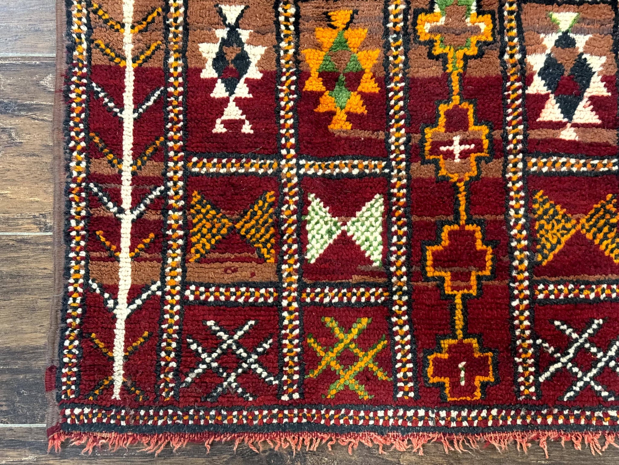 Moroccan Berber Tribal Rug 3x5, Geometric Area Rug, Red Orange Brown by Jewel Rugs