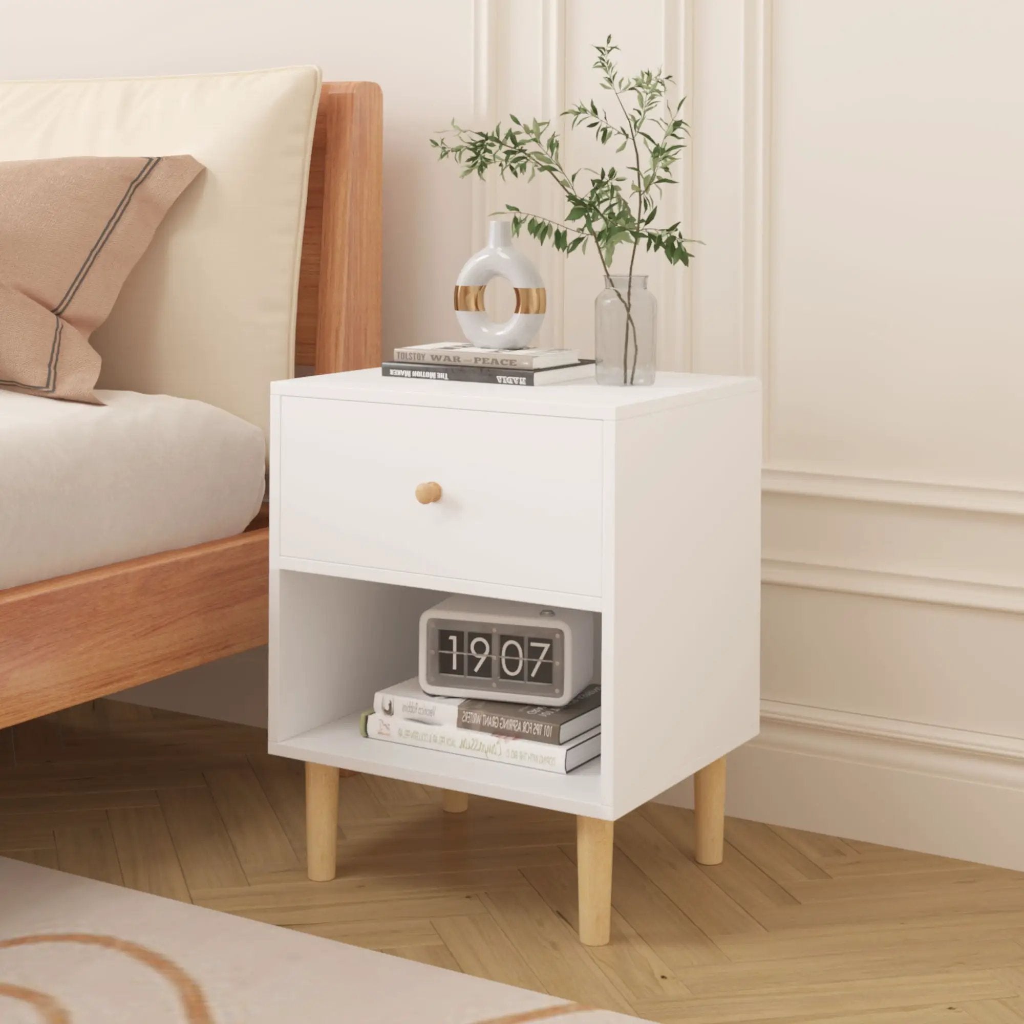Nightstand With 1 Drawer And 1 Shelf - White by Unique Piece Furniture