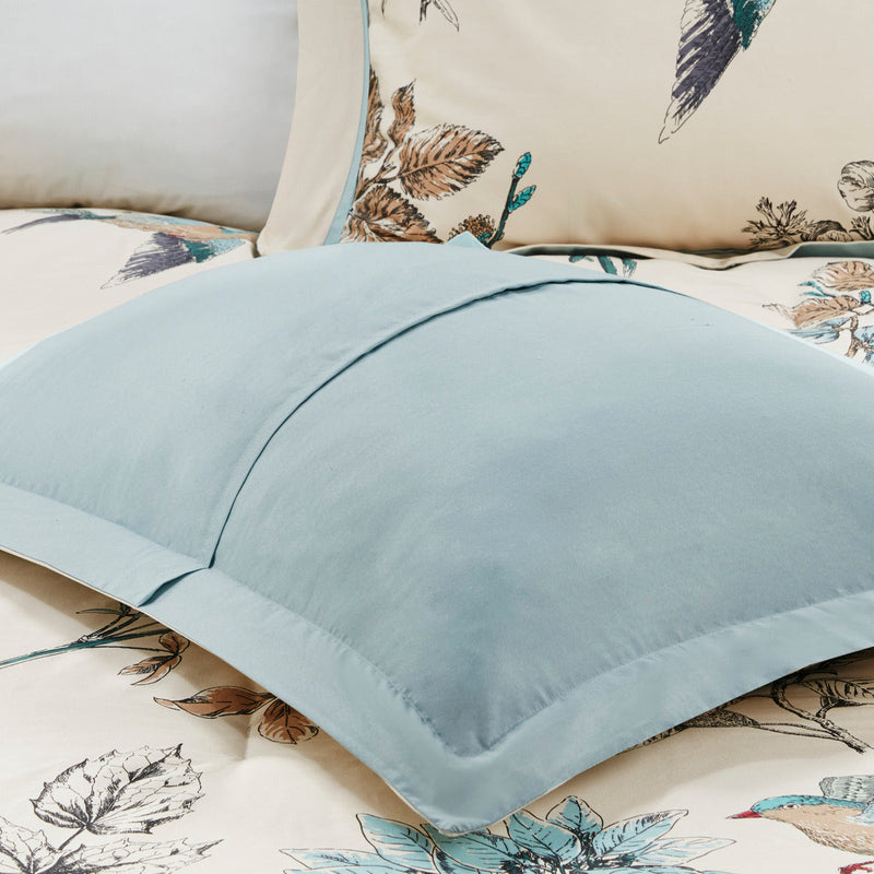 7 Piece Printed Cotton Twill Comforter Set Khaki King by HouseOfZazla