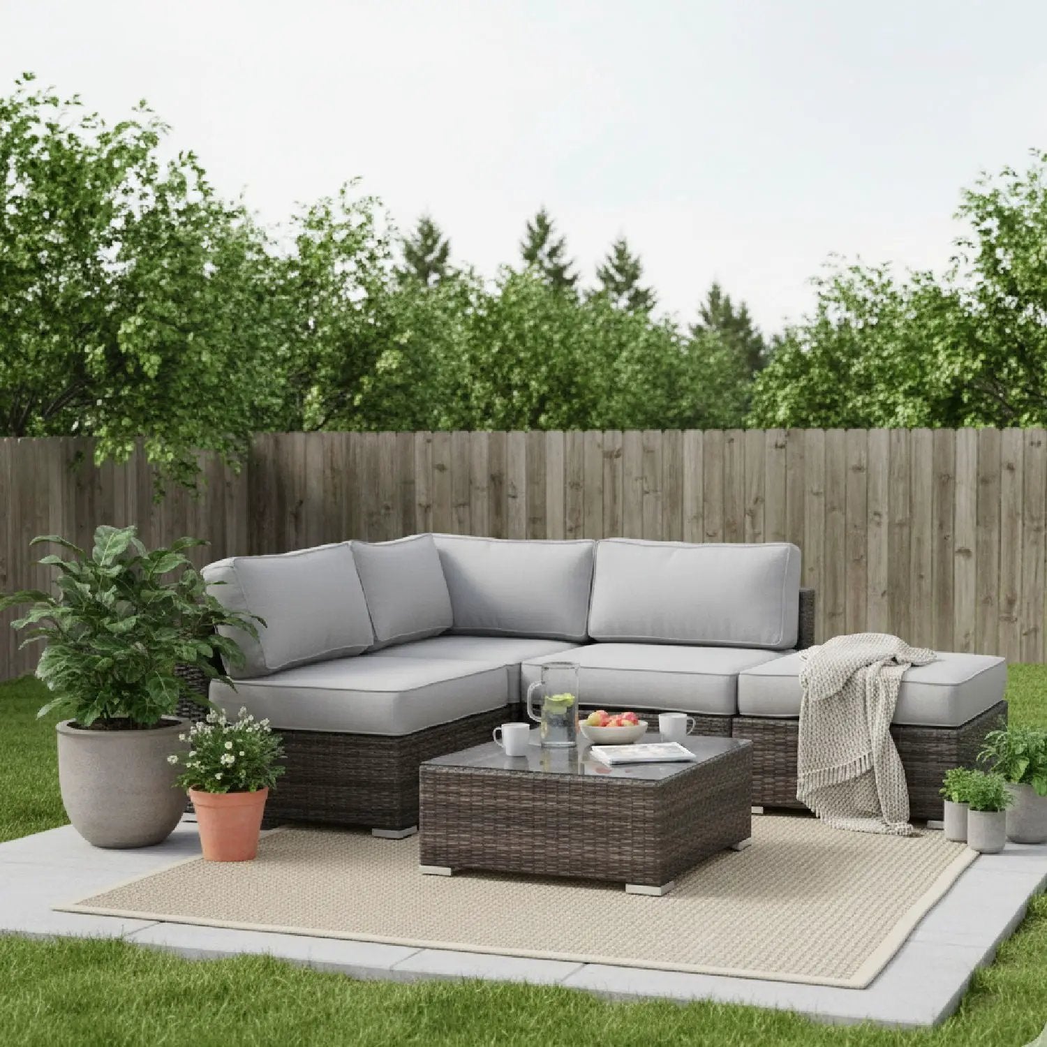 Seating Set With Cushions Handcrafted Wicker Design by Unique Piece Furniture