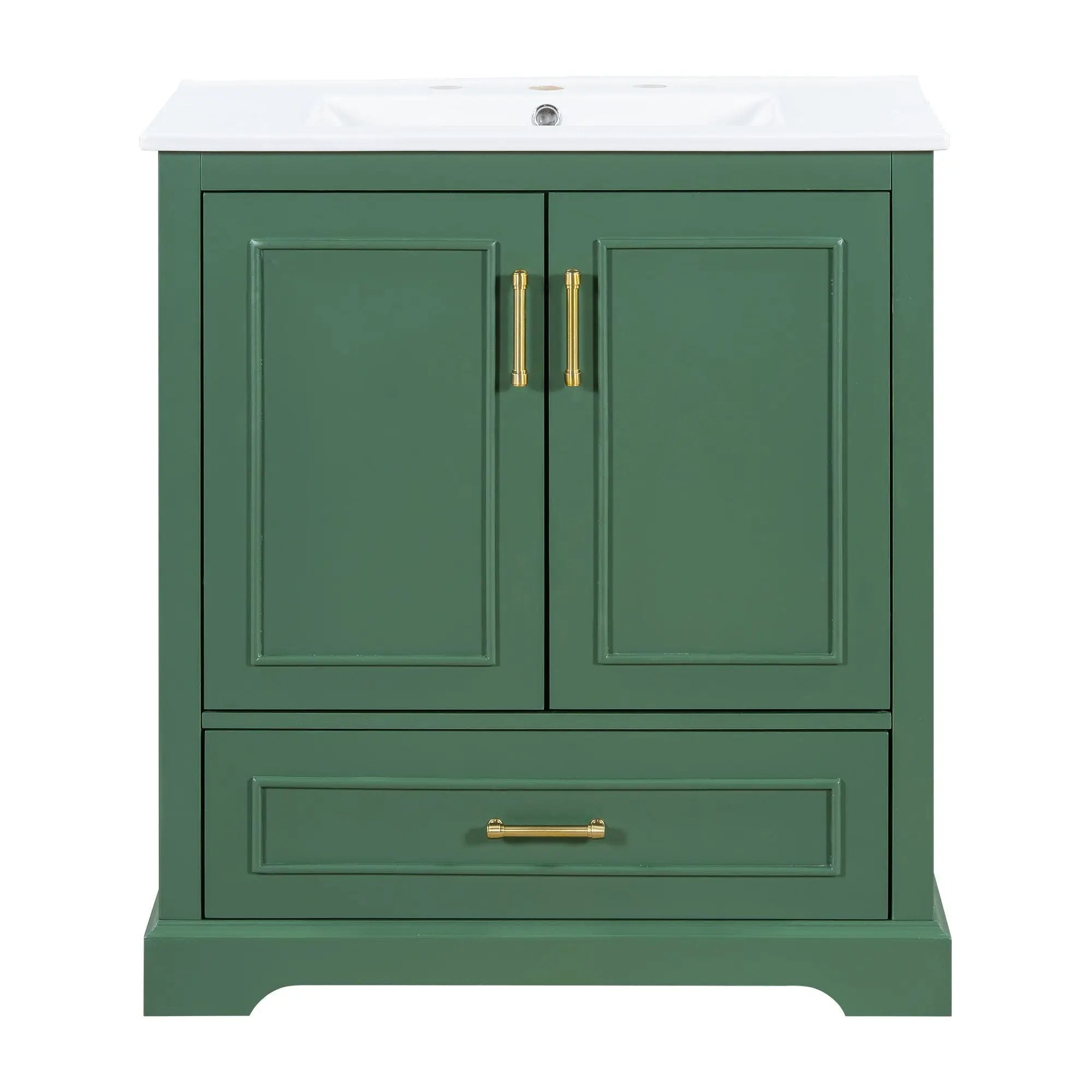 Bathroom Vanity With Sink, 1 Divided Drawer And 2 Soft Close Doors With Double Shelf