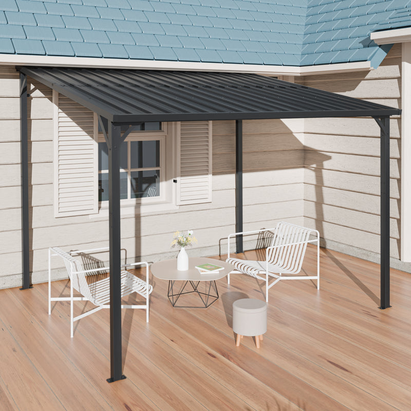 Outdoor Pergola 8' x 10' Metal Inclined Roof by HouseOfZazla