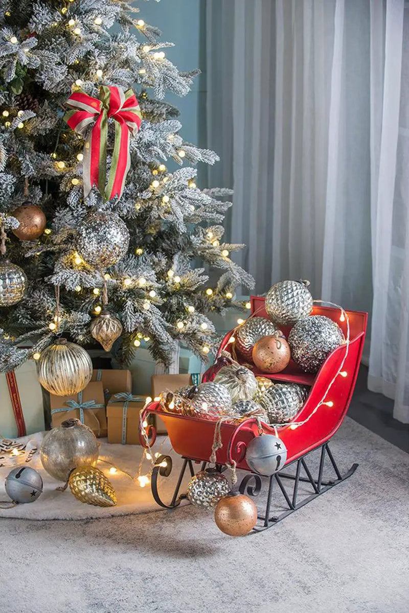 Christmas Ball Ornaments, Glass Decorative Hanging Ball Christmas Tree Ornaments For Holiday Party Decorations (Set of 4) - Silver by Unique Piece Furniture
