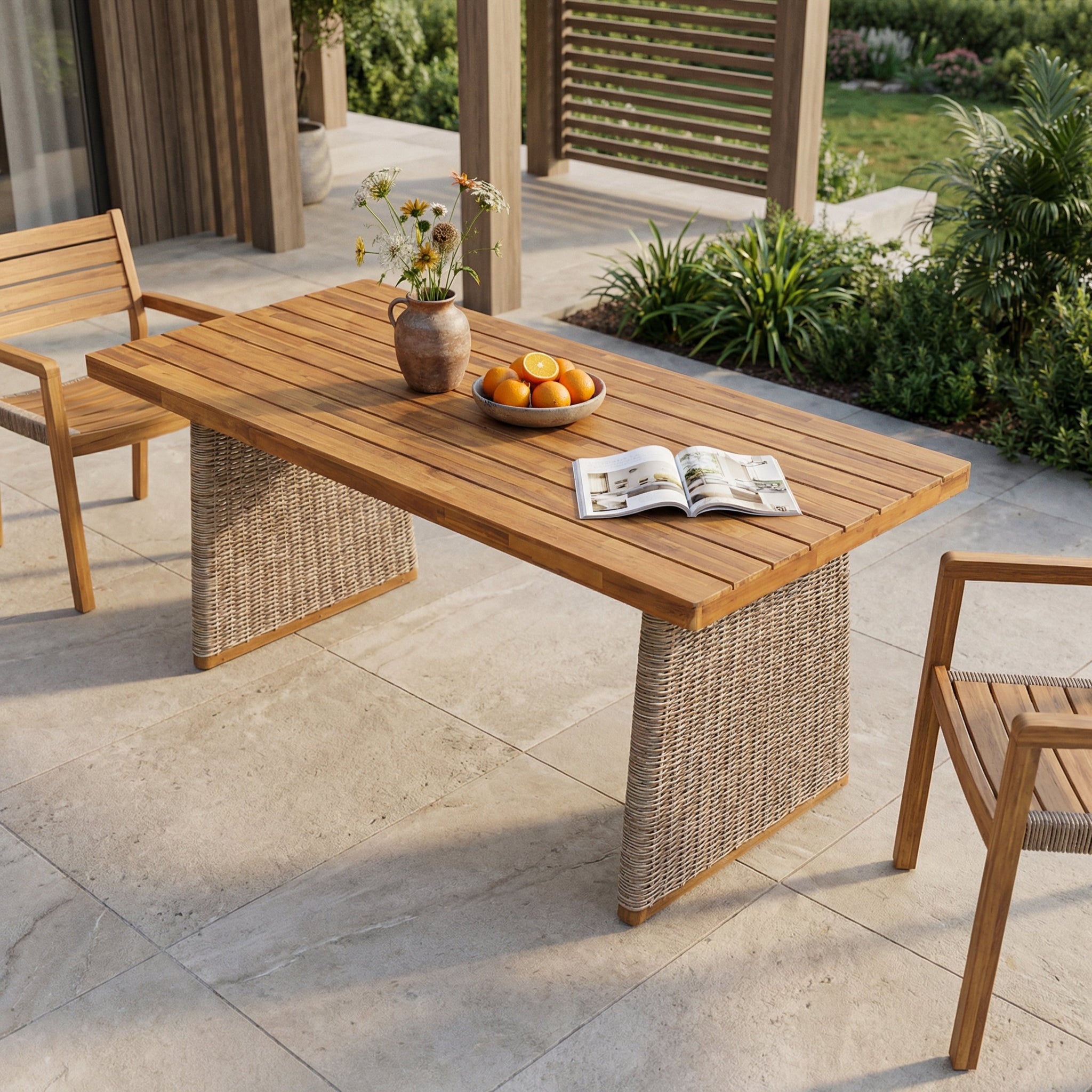 Outdoor Acacia Wood Dining Table, Teak Finish by HouseOfZazla