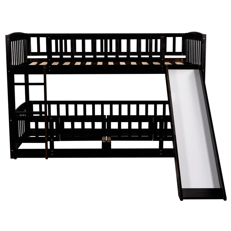 Low Bunk Bed With Slide, Fence And Ladder by Unique Piece Furniture