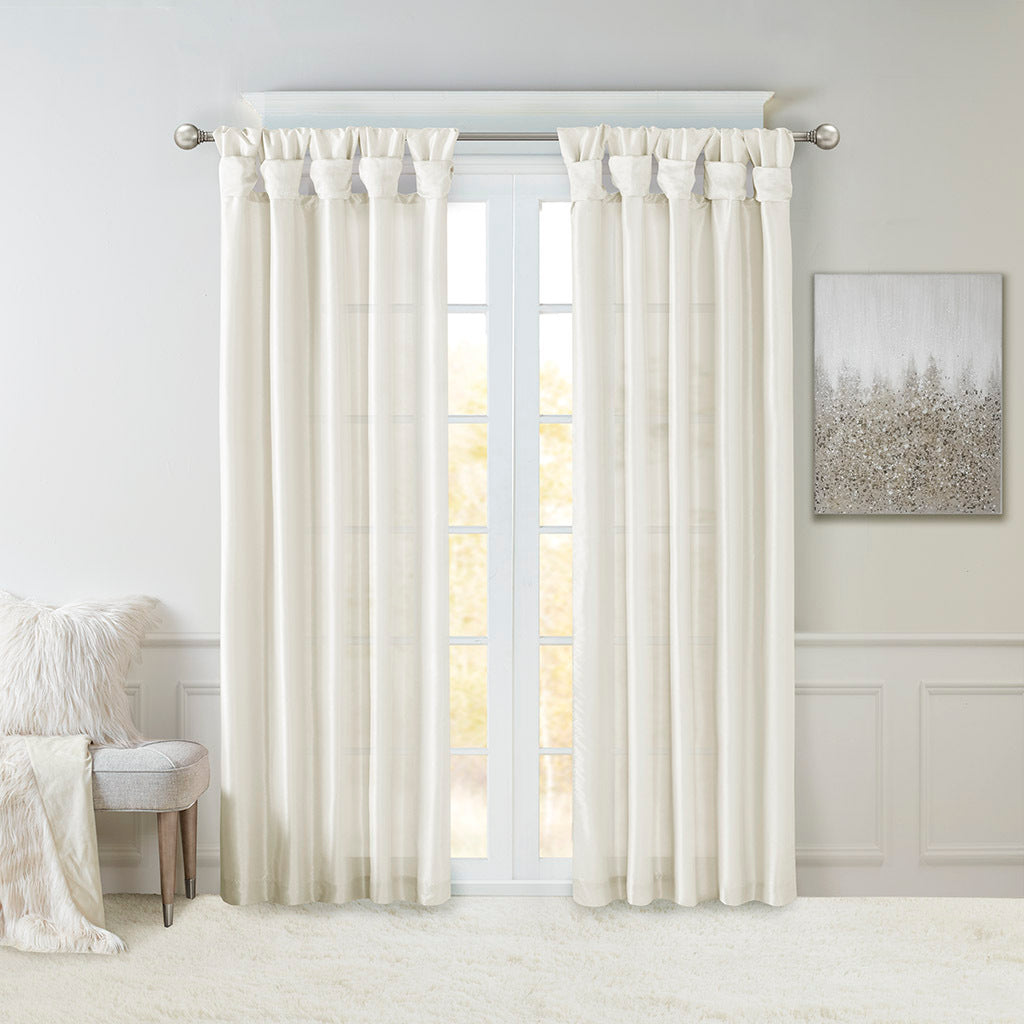 Twist Tab Lined Window Curtain Panel White 50x84 by HouseOfZazla