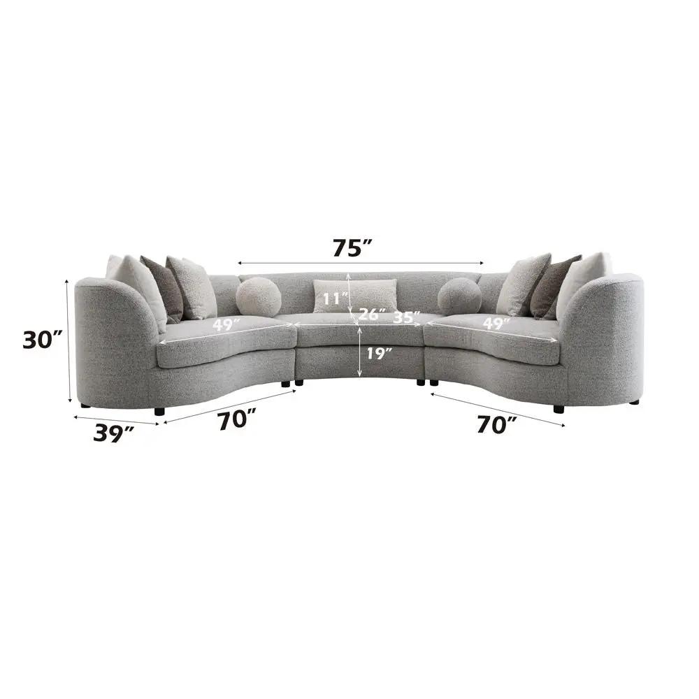 Ivria - Sectional Sofa With 9 Pillows - Gray Boucle by Unique Piece Furniture