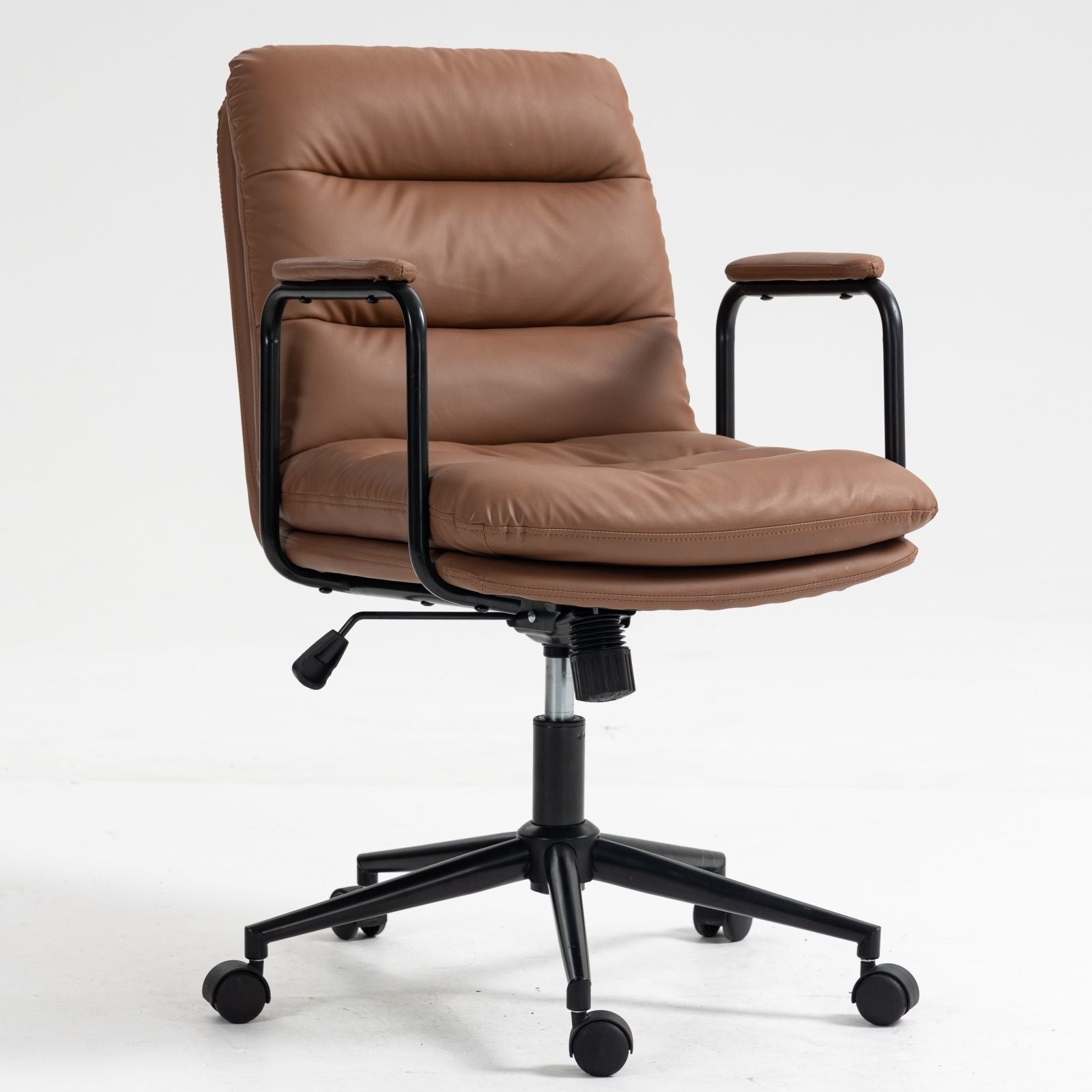 Office Chair, Mid Back Home Office Desk Task Chair With Wheels And Arms Ergonomic Computer Rolling Swivel Chair With Padded Armrest by Unique Piece Furniture