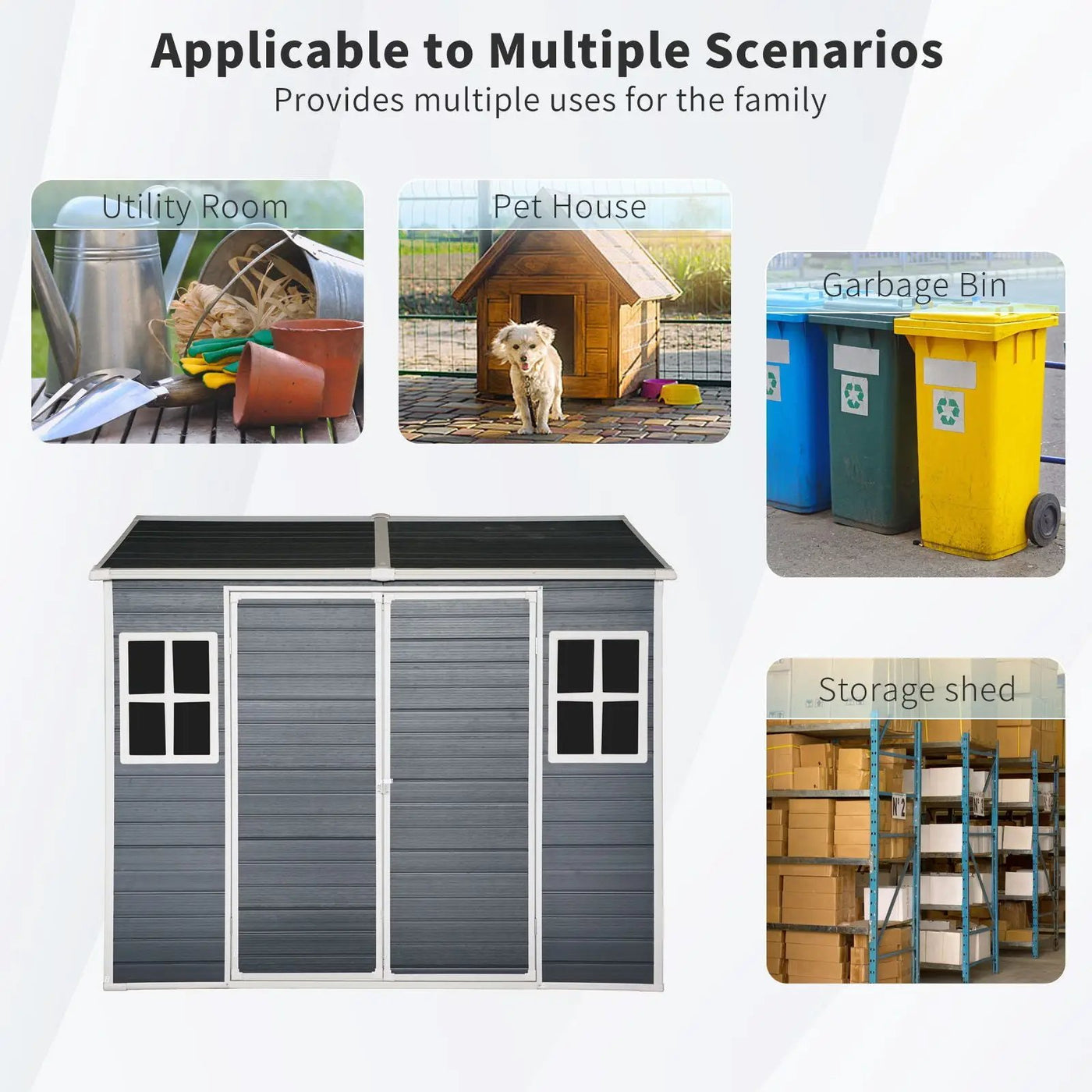 Resin Outdoor Storage Shed Waterproof Shed With Floor & Two Windows & Lockable Door, Tool Shed For Garden, Patio, Backyard by HouseOfZazla