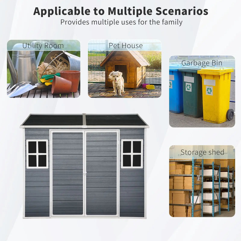 Resin Outdoor Storage Shed Waterproof Shed With Floor & Two Windows & Lockable Door, Tool Shed For Garden, Patio, Backyard by HouseOfZazla