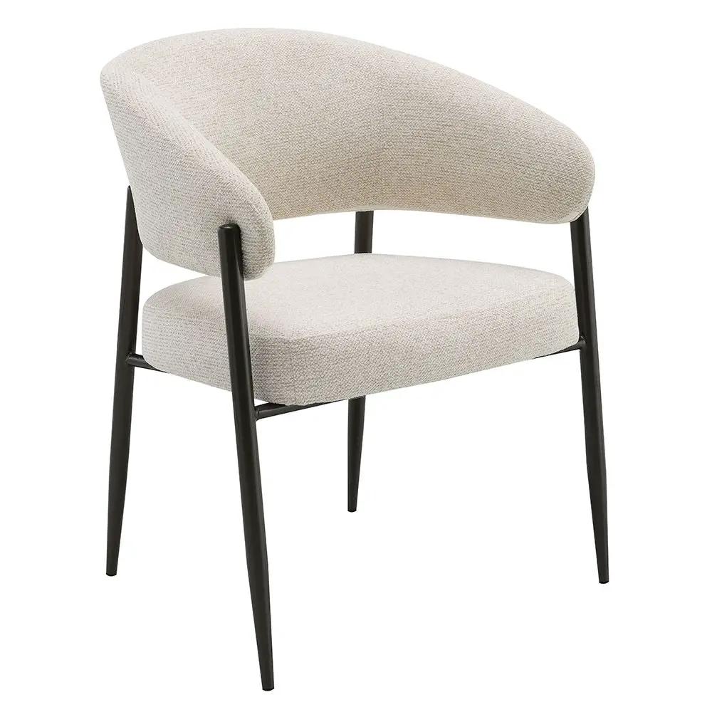 Jirina - Chenille Arm Chair With Metal Legs (Set of 2) - Beige & Black by Unique Piece Furniture