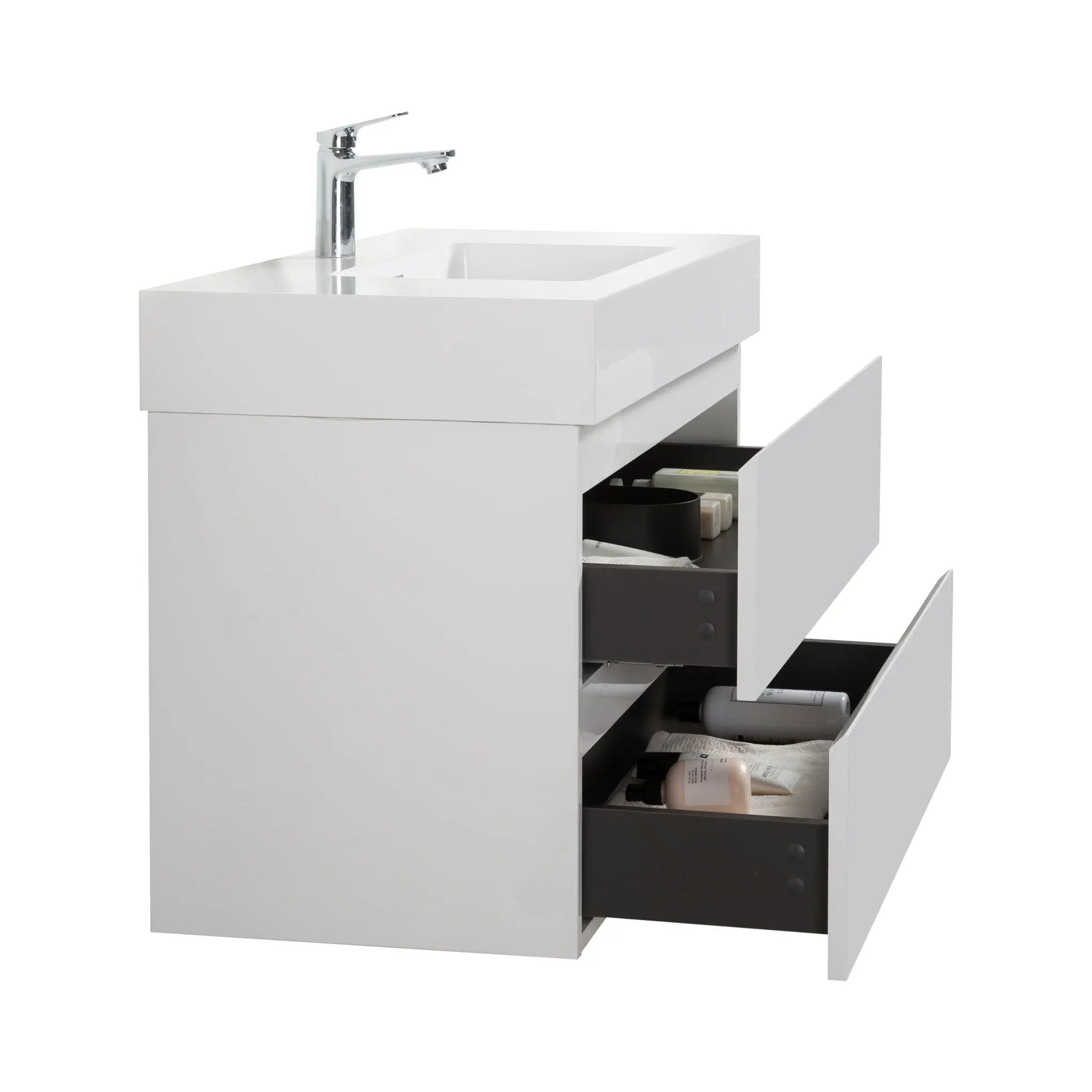 Alice - Bathroom Vanity With Large Storage, Sink, Wall Mounted by Unique Piece Furniture