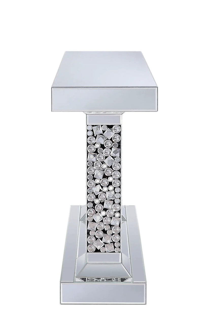 Lachina - Glam Mirrored Faux Gems Console Table - Silver by HouseOfZazla