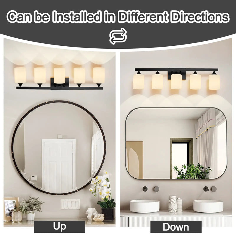 5-Light Matte Black Bathroom Lighting by HouseOfZazla