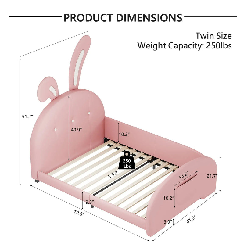 Upholstered Rabbit-Shape Princess Bed With Headboard And Footboard by HouseOfZazla