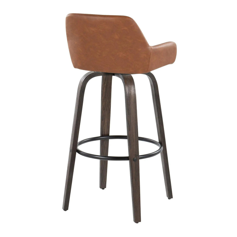 Daniella - Contemporary Fixed Height, Barstool With Swivel With Round Footrest (Set of 2) by HouseOfZazla