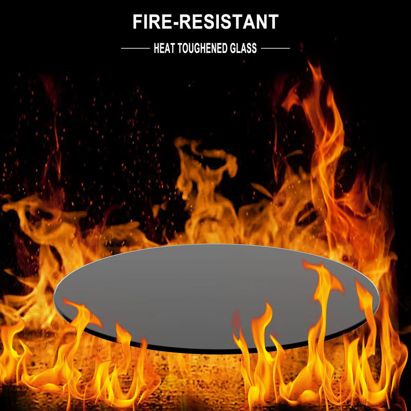 36" Round Tempered Glass Table Top Black Glass 1 / 4" Thick Round Polished Edge - Black by HouseOfZazla