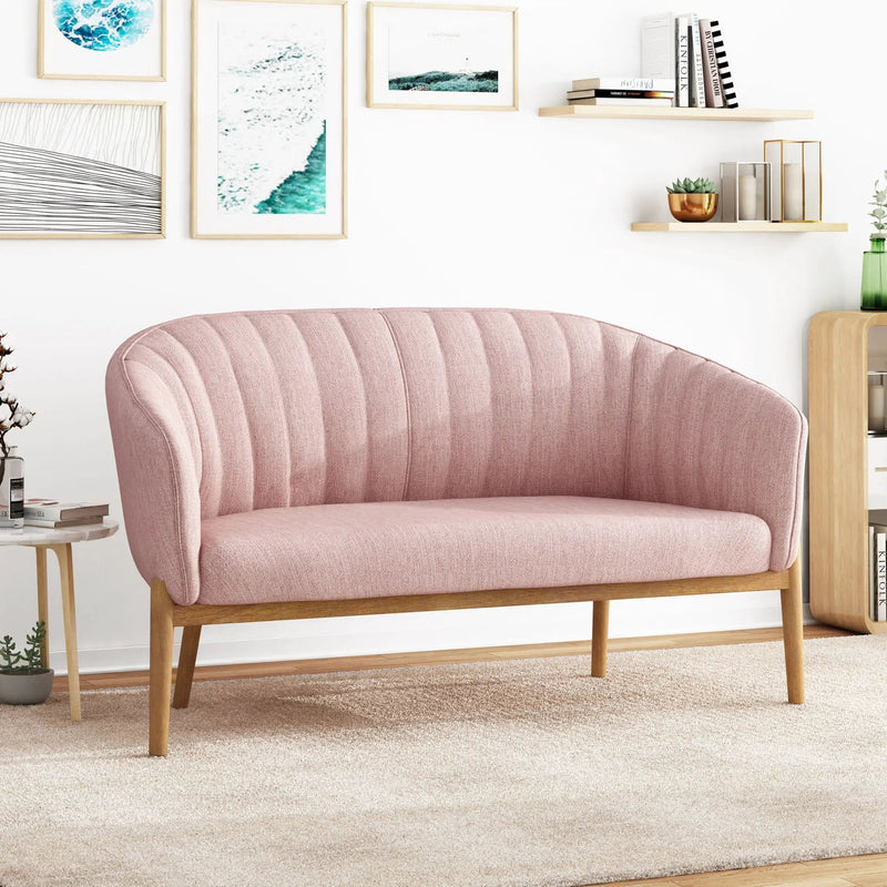 Mid Century Modern Loveseat With Channel Stitched Backrest by HouseOfZazla