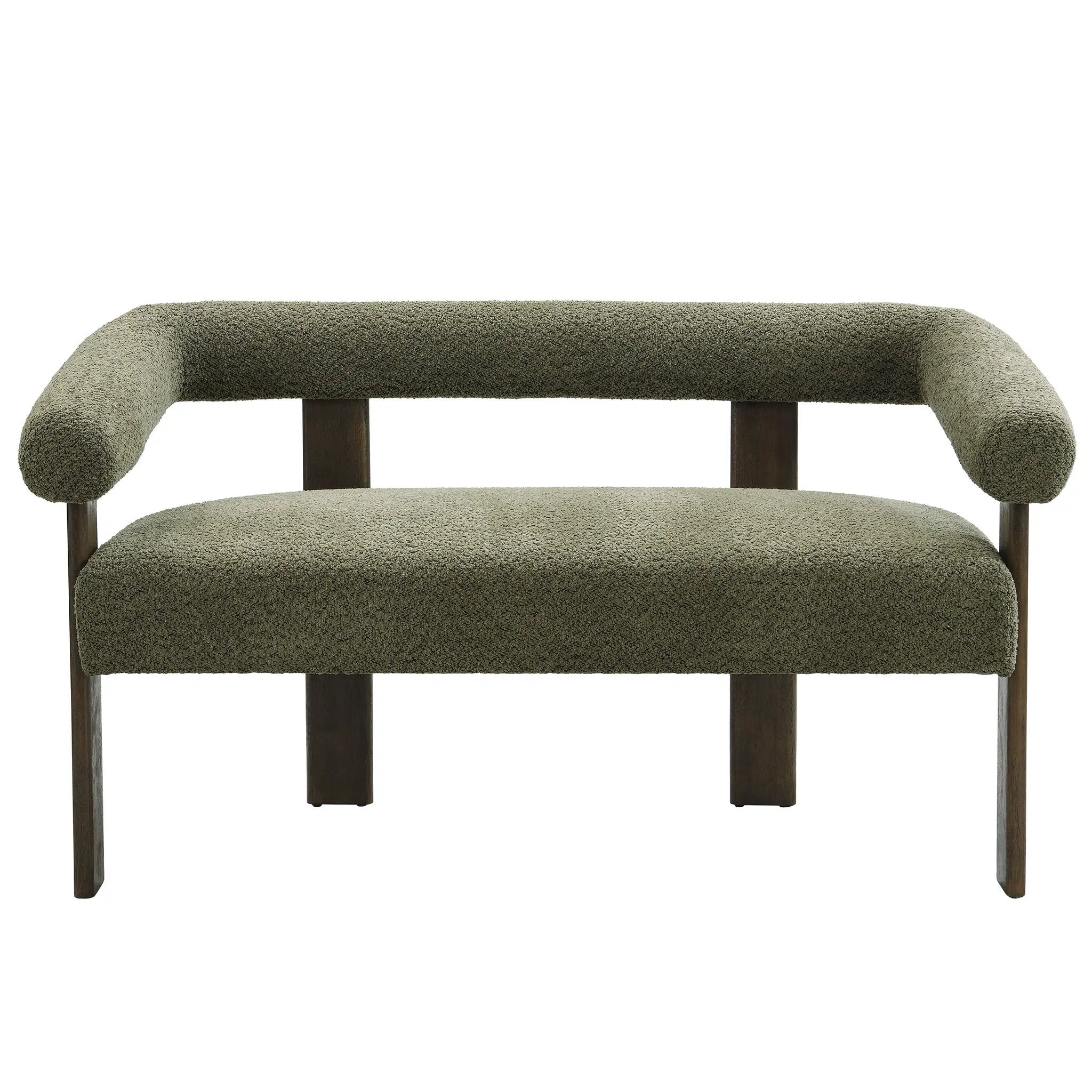Round Armrest Loveseat (Green + Brown) by HouseOfZazla