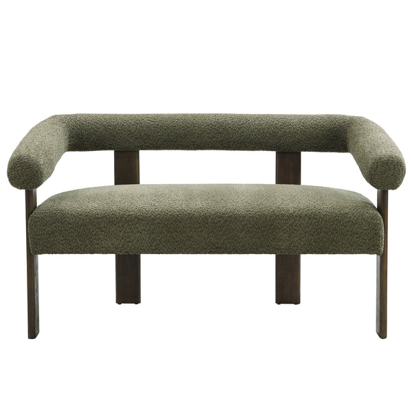 Round Armrest Loveseat (Green + Brown)