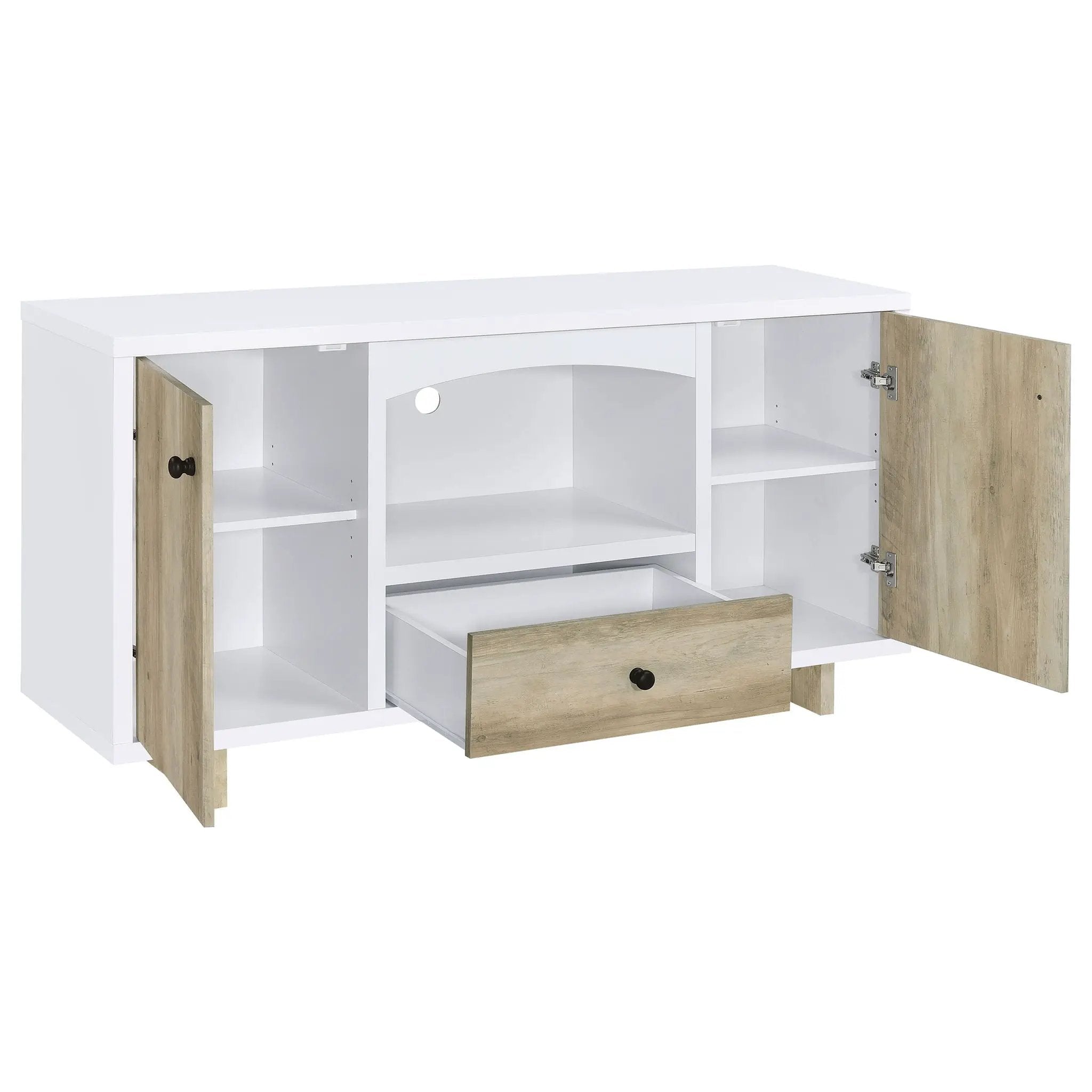 Dalton 2-door Storage Cabinet White and Distressed Pine by Unique Piece Furniture