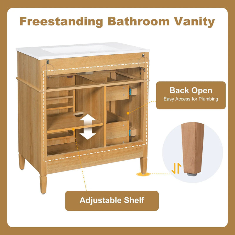30" Bathroom Vanity with Sink and Wood Vanity Cabinet by HouseOfZazla