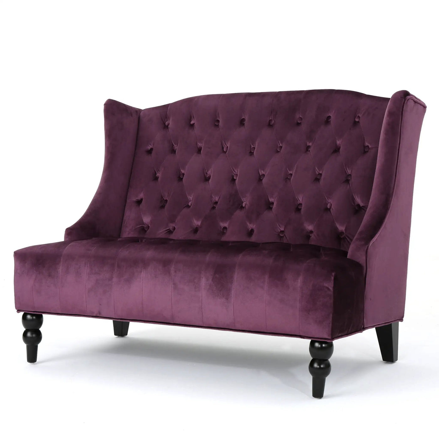Nurturing Upholstered Loveseat With Wing Back And Diamond Tufting by HouseOfZazla