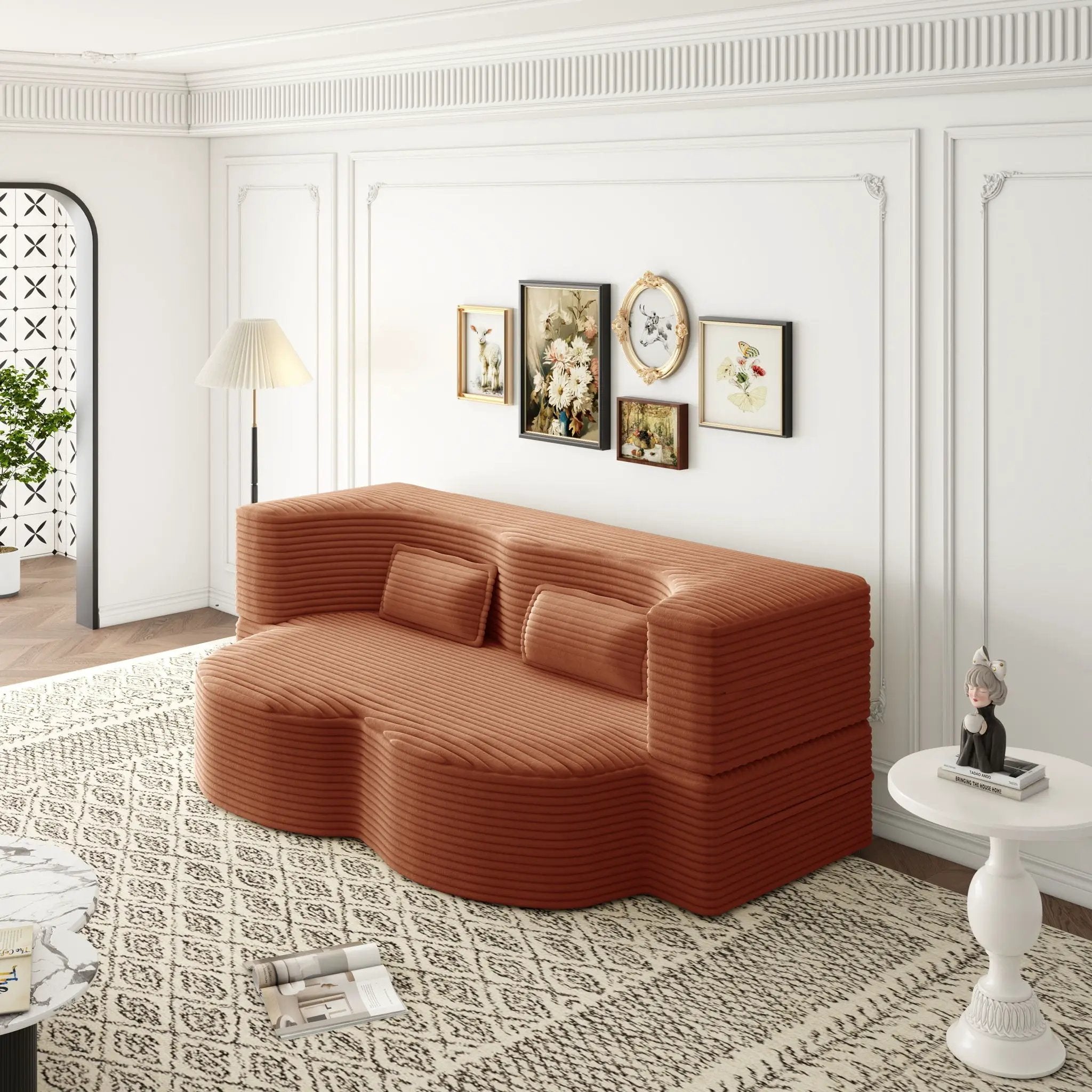 Convertible Foam-Filled Sleeper Sofa Bed with 2 Pillows by HouseOfZazla