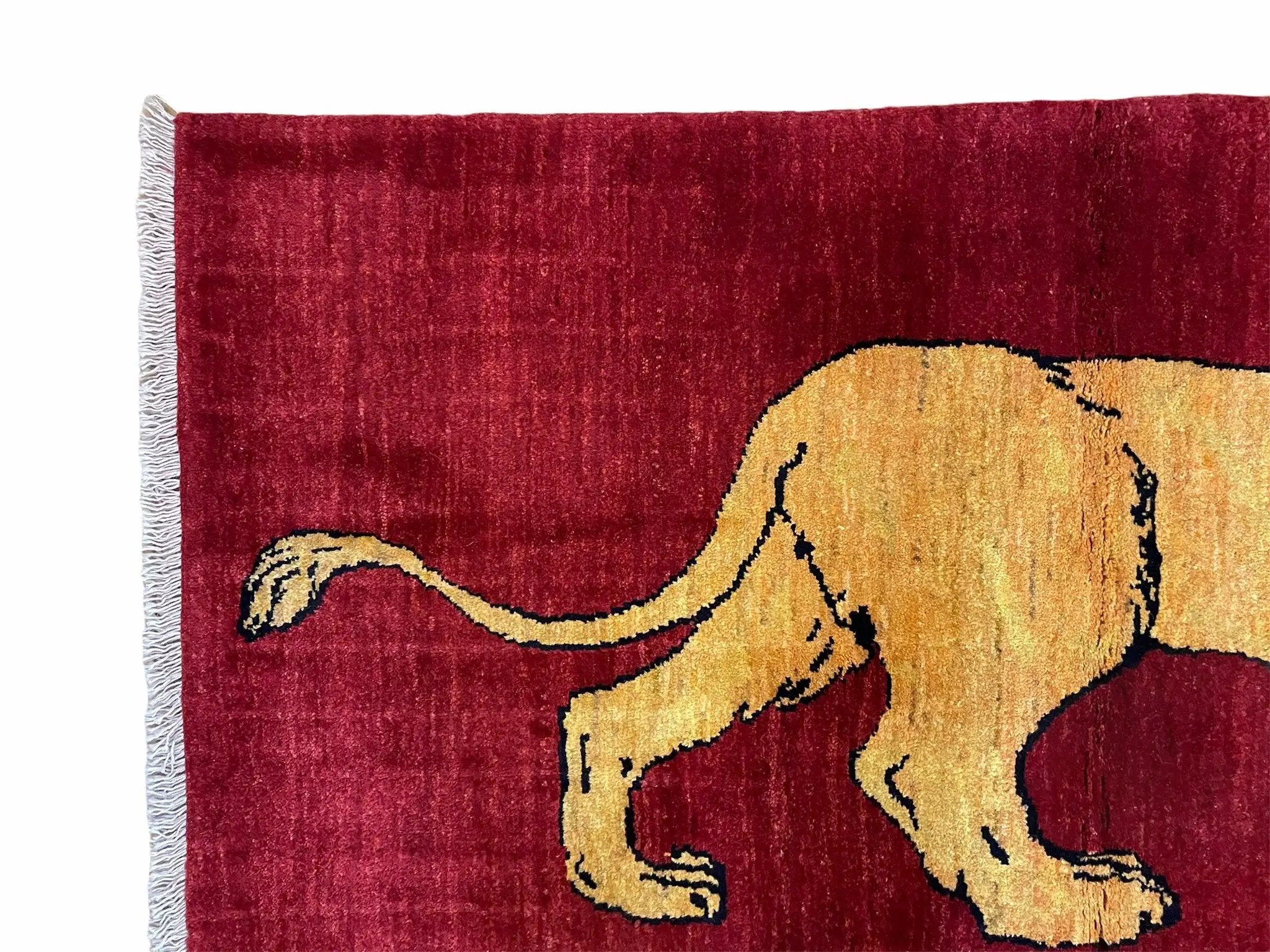 3 X 5 Handmade Hand-Knotted Quality Wool Rug Lion Red Veg Dyes Tribal Pictorial by Jewel Rugs