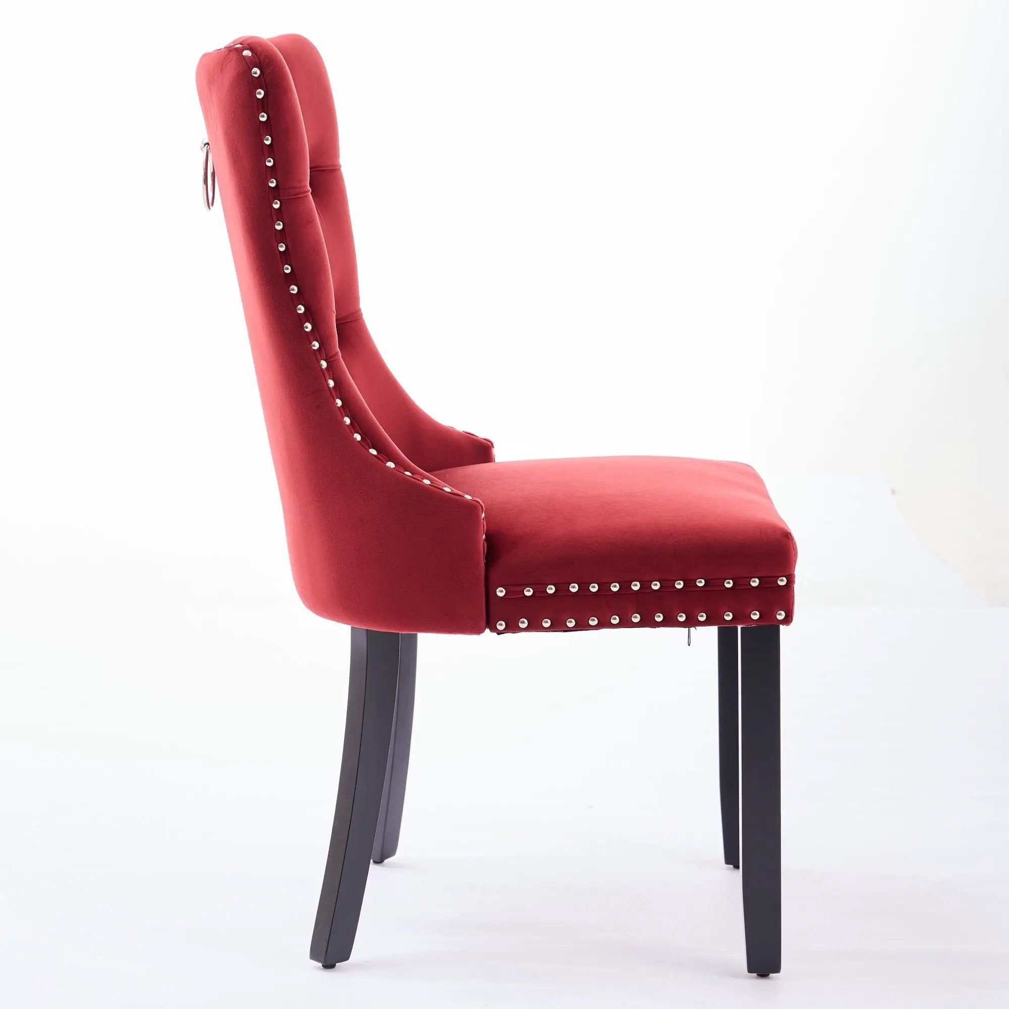 Classic Velvet Dining Chairs, High-End Tufted Solid Wood Contemporary Velvet Upholstered Dining Chair With Wood Legs Nailhead (Set of 2) - Burgundy by Unique Piece Furniture