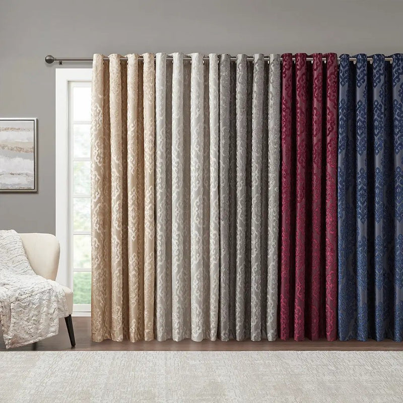 Knitted Jacquard Damask Total Blackout Grommet Curtain Panel by HouseOfZazla