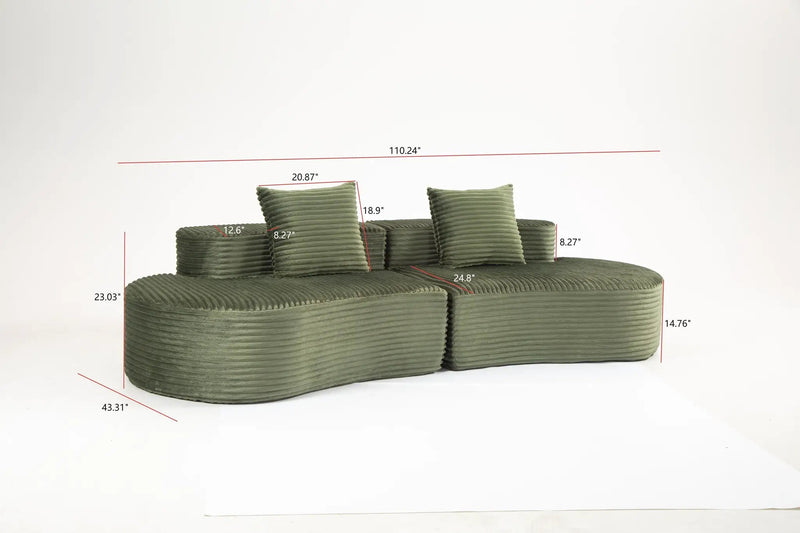 Cozy Corduroy 2-Seater Sofa with Lumbar Pillows by HouseOfZazla