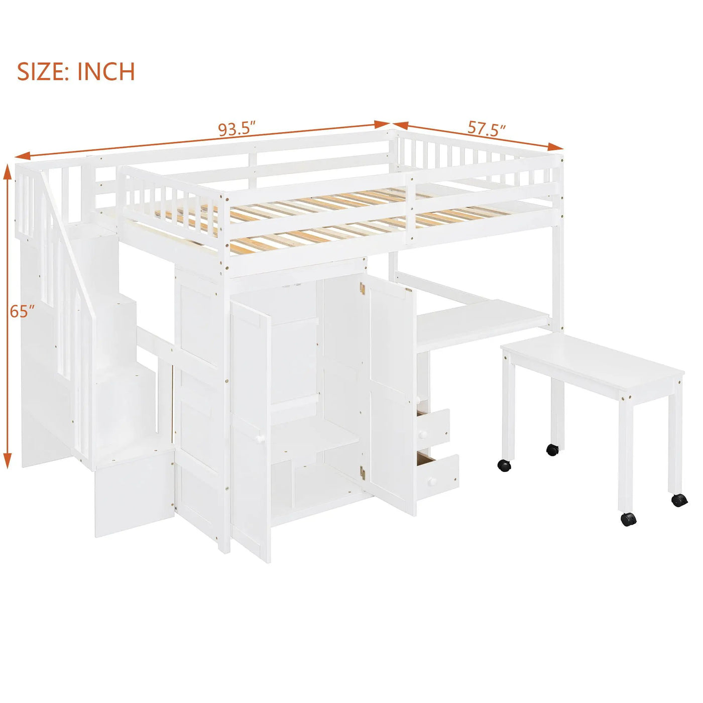 Loft Bed With Stairs, Bookshelf, Drawers, Desk & Wardrobe, Space Saving Multifunctional Furniture by Unique Piece Furniture