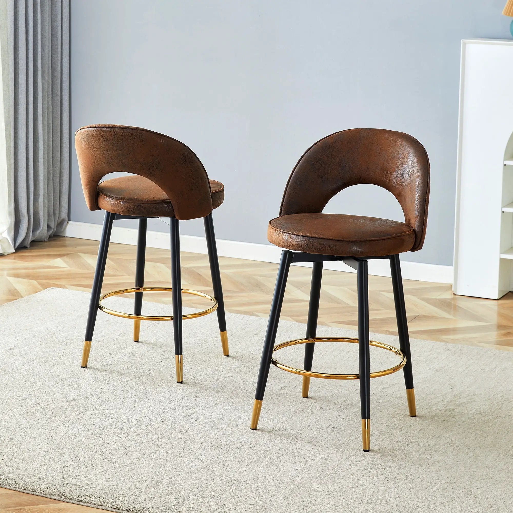 Upholstered Rotatable Bar Chair With Metal Legs For Dining Room by Unique Piece Furniture