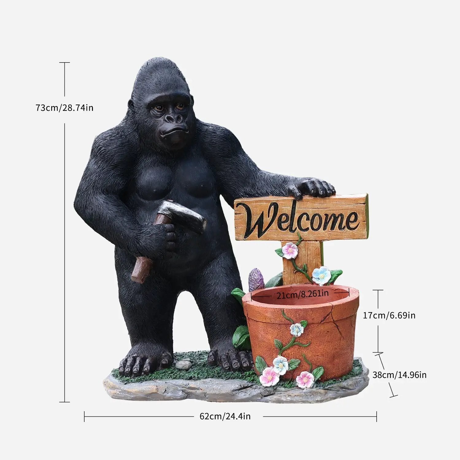 Outdoor Garden Sculpture Chimpanzee Flower Pot Planter by HouseOfZazla