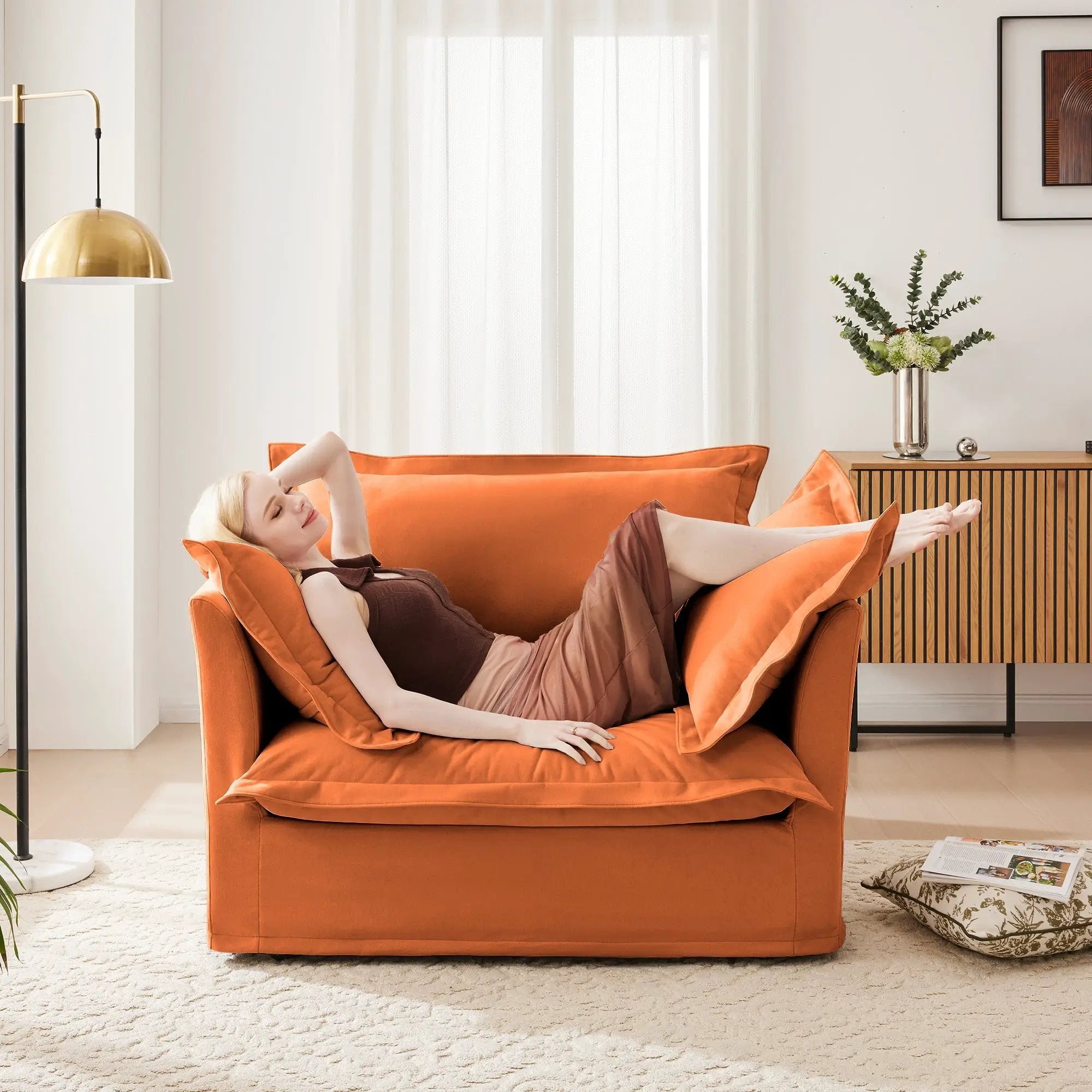 Slip-Covered Armchair with Cushions by HouseOfZazla