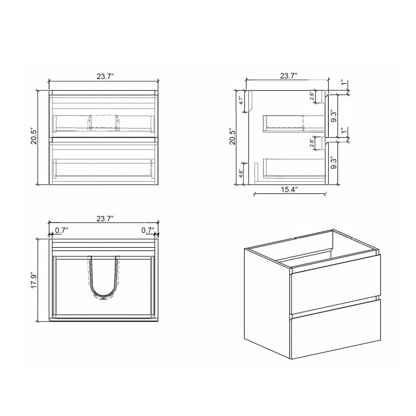 Alice - Bathroom Vanity With Large Storage, Sink Wall Mounted Floating Bathroom Vanity For Modern Bathroom, One-Piece Sink Basin Without Drain And Faucet by HouseOfZazla
