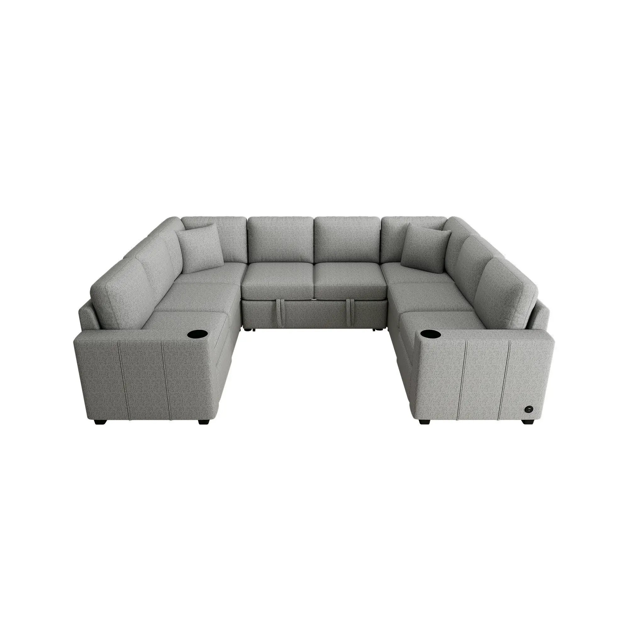 Convertible U-Shaped Sectional Sofa With Pull-Out Bed by HouseOfZazla