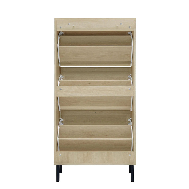 Modern Rattan 3 Door Shoe Rack Cabinet for Entryway by HouseOfZazla