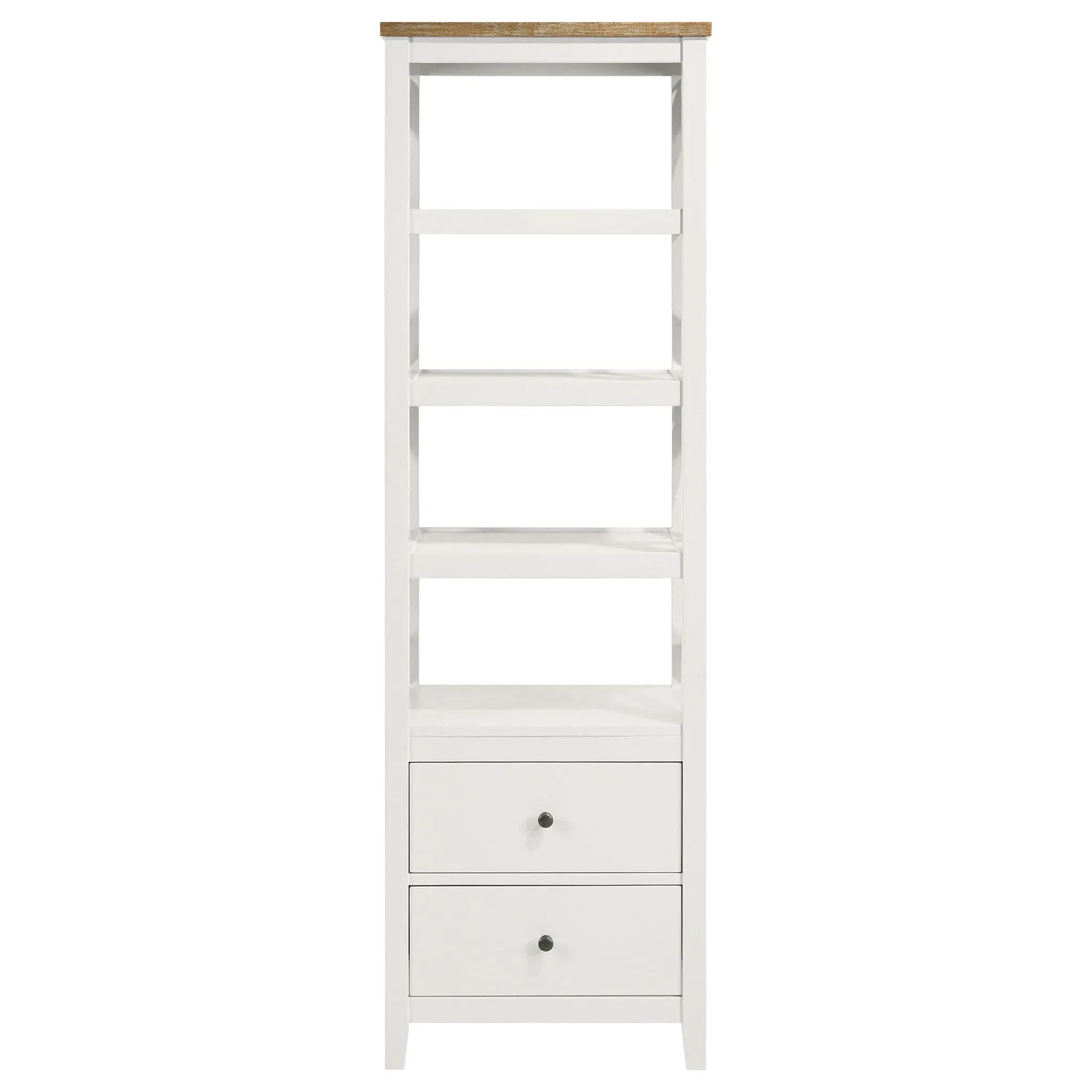 Hollis 4-shelf Wood Media Tower with Drawers Brown and White by Unique Piece Furniture