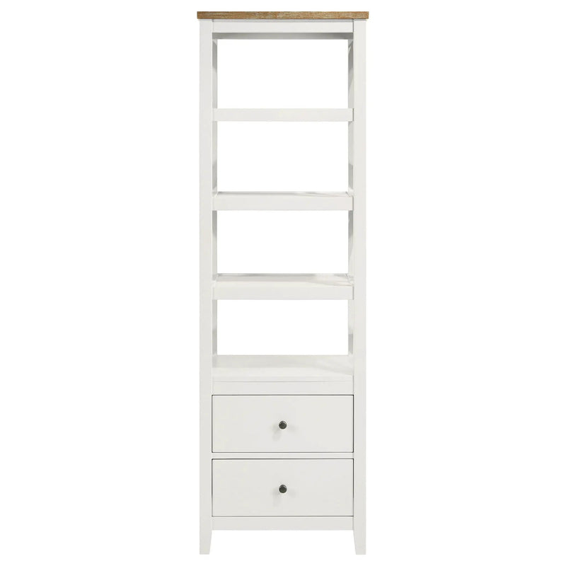 Hollis 4-shelf Wood Media Tower with Drawers Brown and White by Unique Piece Furniture